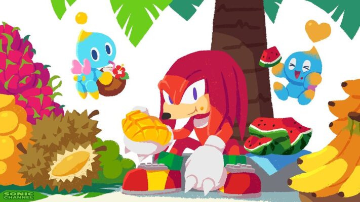 Third Illustration of Imagine – Sonic Traveling to Asia Series Released! Knuckles Shares Tropical Fruit With Some Chao