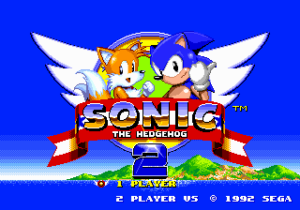 The official title screen for Sonic the Hedgehog 2.