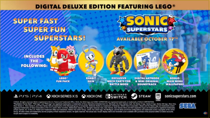 Sonic Superstars Releasing October 17th, Feels the Rabbit Skin, Digital Deluxe Version Contents
