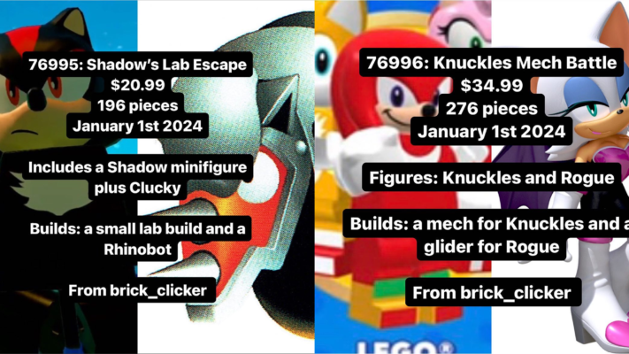Shadow, Knuckles and Rouge LEGO Sets Coming January 1st 2024