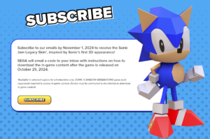 Free Sonic Jam Legacy Skin Available for Sonic X Shadow Generations Newsletter Subscribers