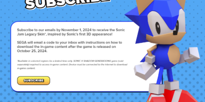 Free Sonic Jam Legacy Skin Available for Sonic X Shadow Generations Newsletter Subscribers