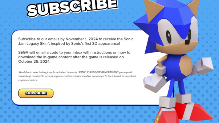 Free Sonic Jam Legacy Skin Available for Sonic X Shadow Generations Newsletter Subscribers