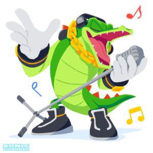 Sonic Channel Commemorative Illustration: Vector the Crocodile Sings His Heart Out