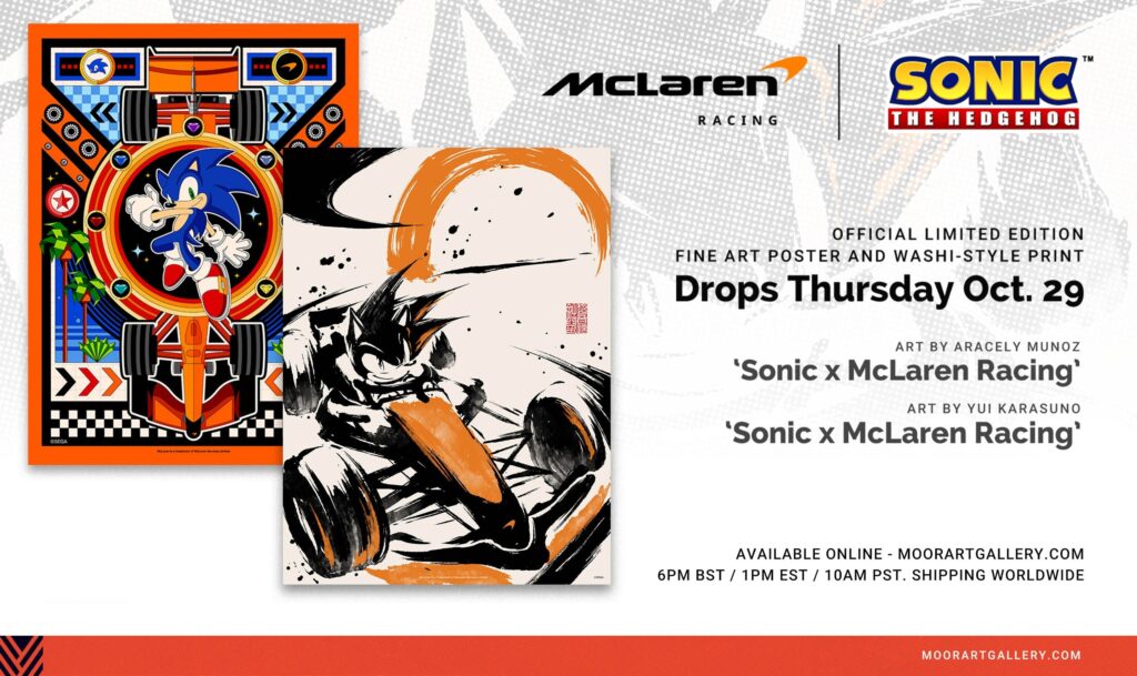 Sonic x McLaren Racing Art Prints by Aracely Muñoz and Yui Karasuno Now Available to Preorder